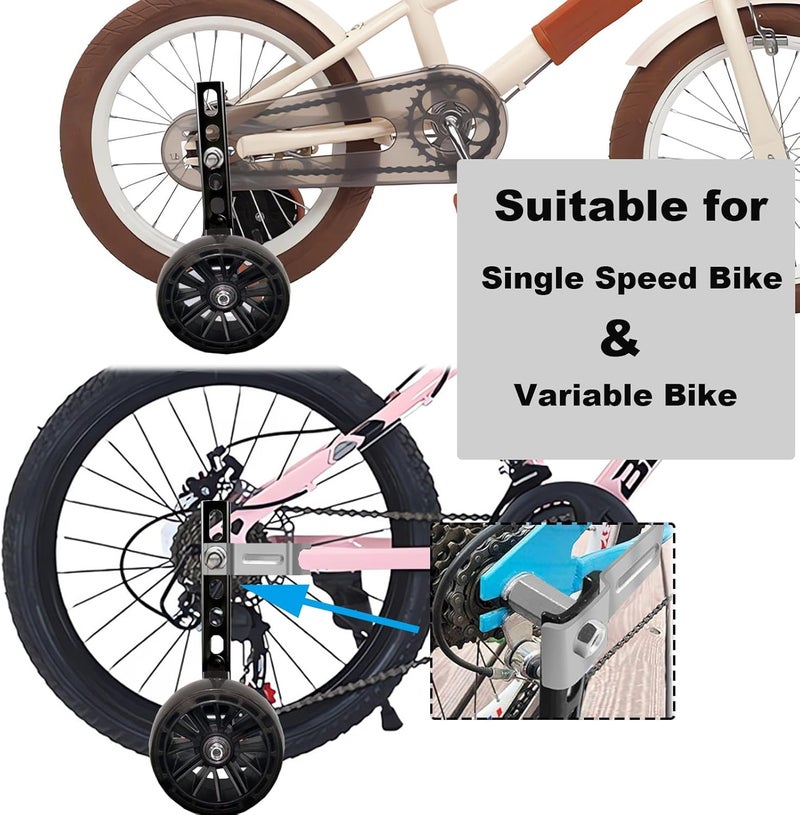 DOUBLE 2 C Training Wheels, Wider Flash Kids Bike Training Wheels for 12 14 16 18 20 Inch Single Speed & Variable Speed Bicycle Heavy Duty Rear with Stabilizers Mounted Kit - Image 4